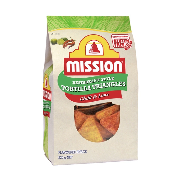 Mission Chilli & Lime Tortilla Triangles Corn Chips 230g