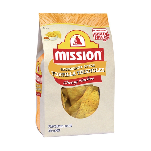 Mission Cheesy Nachos Tortilla Triangles Corn Chips 230g