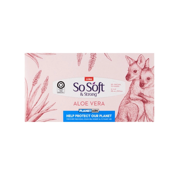 Coles So Soft & Strong Facial Tissues Aloe Vera 95 pack