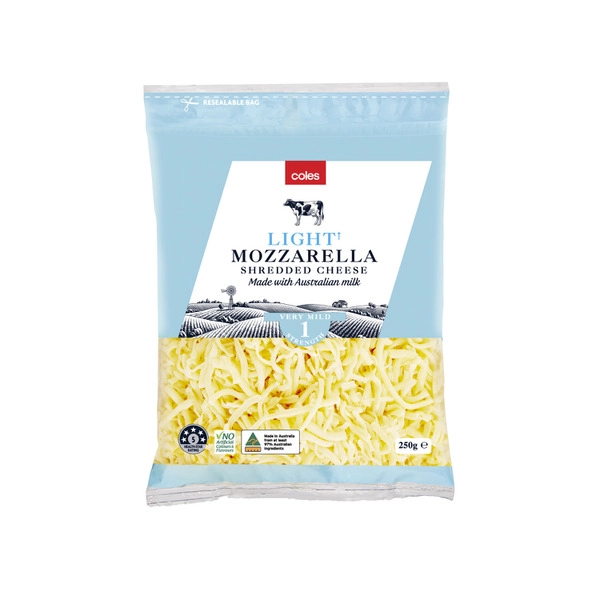 Coles Australian Light Shredded Mozzarella 250g