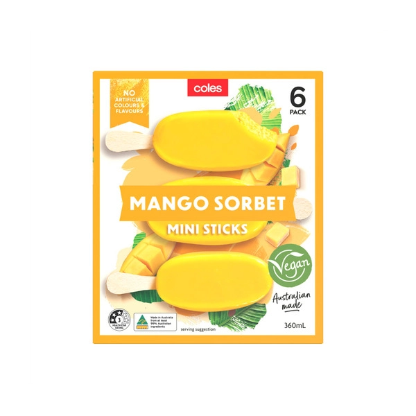 Coles. Mango Sorbet 6pk 360mL