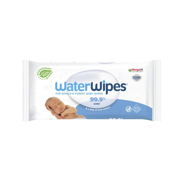 WaterWipes Fragrance Free Sensitive Skin 60 Baby Wipes 60 pack