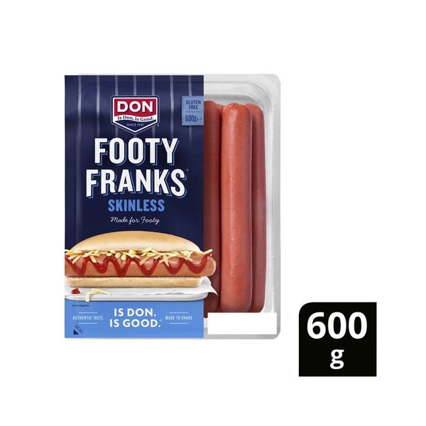 Don Gluten Free Footy Franks Skinless 600g