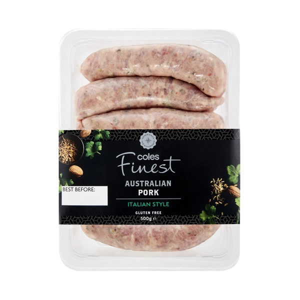 Coles Finest Italian Style Pork Sausages 500g