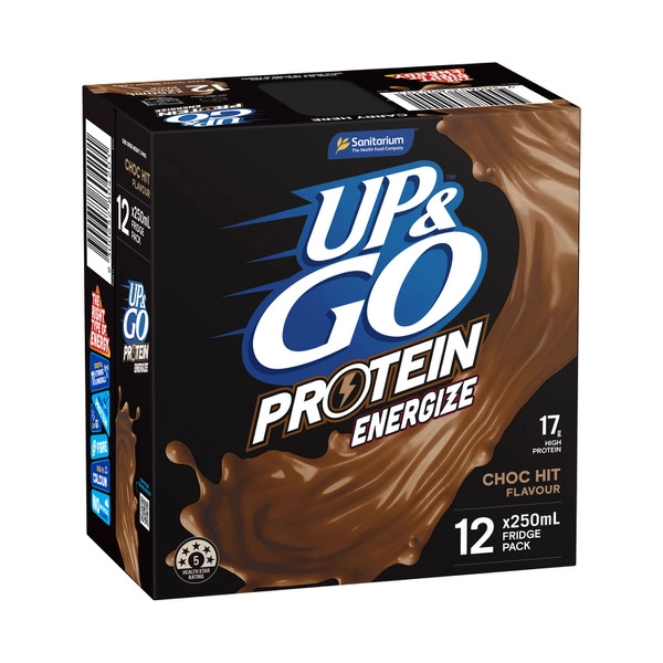 Sanitarium Up&Go Liquid Breakfast Protein Energize Choc Fridge Pack 12X250mL 3L