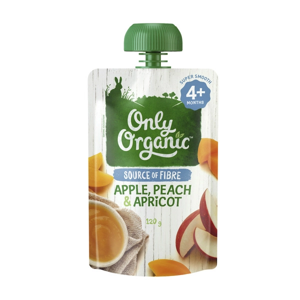 Only Organic Apple Peach Apricot Pouch 120g