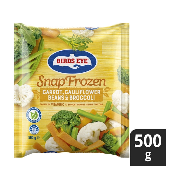 Birds Eye Snap Frozen Carrot Cauliflower Broccoli & Bean 500g