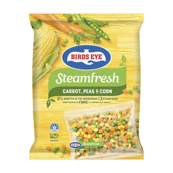 Birds Eye Steam Fresh Carrots Peas & Corn 450g