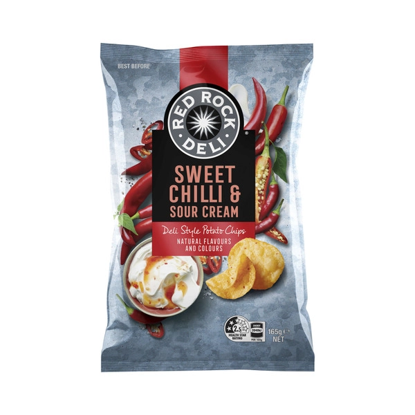 Red Rock Deli Potato Chips Sweet Chilli And Sour Cream 165g