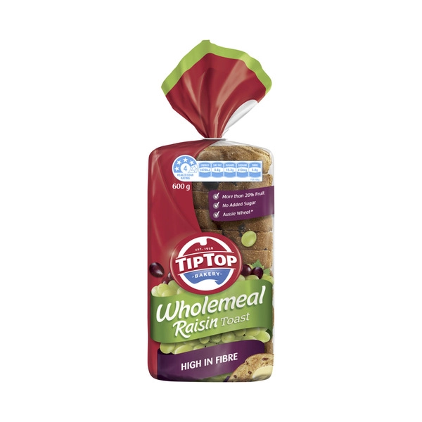 Tip Top Wholemeal Raisin Toast Bread 600g