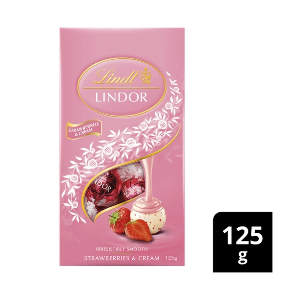 Lindt Lindor Strawberries & Cream White Chocolate Bag 125g