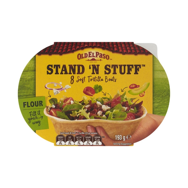 Old El Paso Stand 'N Stuff Flour Soft Tortillas 8 Pack 193g