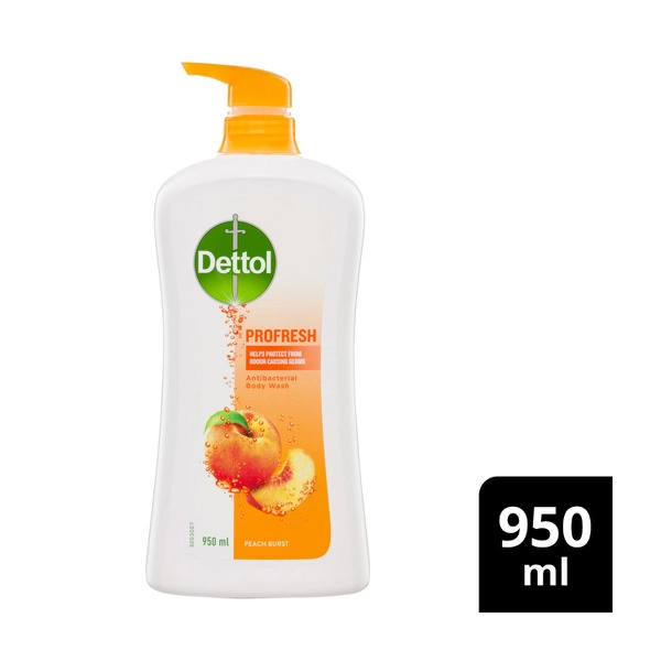 Dettol Profresh Shower Gel Body Wash Peach and Raspberry 950mL