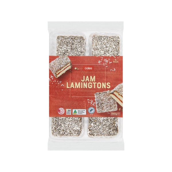 Coles Bakery Jam Lamingtons 6 Pack 350g