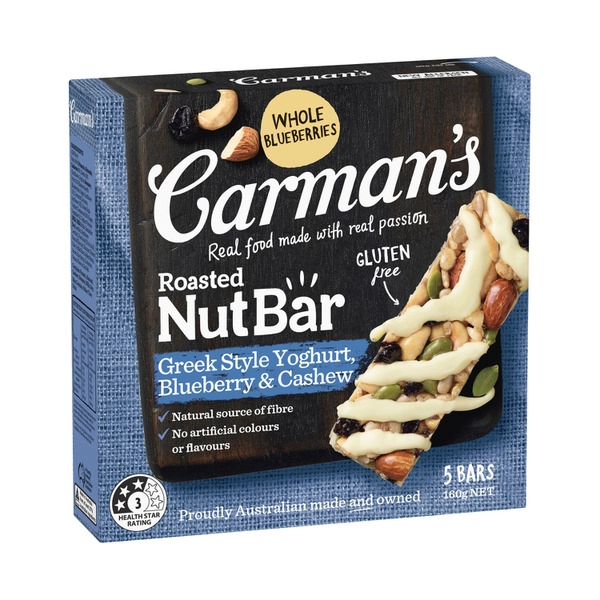 Carman's Greek Style Yoghurt & Blueberry Nut Bars 5 pack 160g