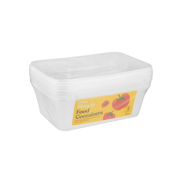 Coles Simply Food Containers 750mL 5 pack