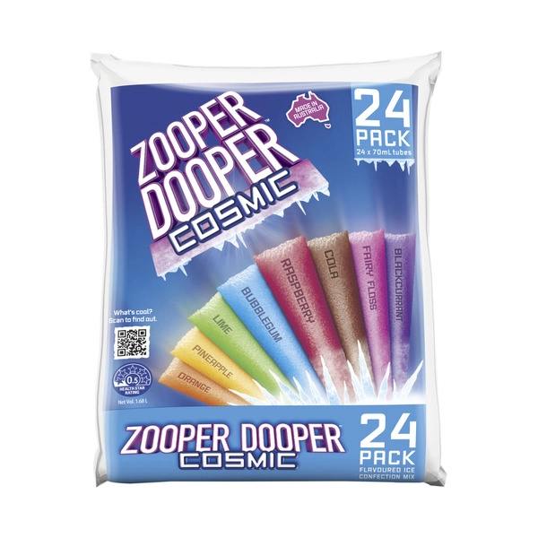 Zooper Dooper 8 Cosmic Flavours Water Ice 70mL Tubes 24 pack