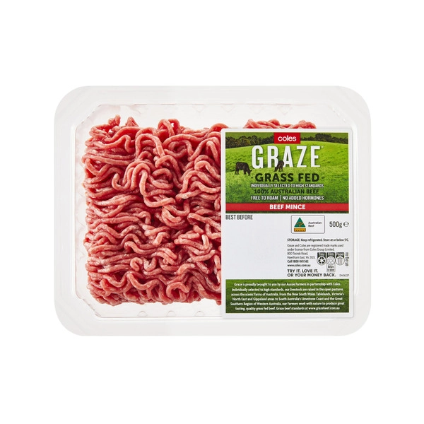 Coles Graze Grass Fed Beef Mince 500g