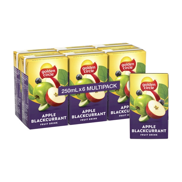 Golden Circle Apple Blackcurrant Fruit Drink LunchBox Multipack Poppers  6x250mL 6 pack