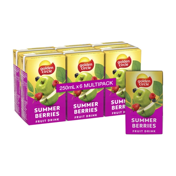 Golden Circle Summer Berries Fruit Drink LunchBox Multipack Poppers 6x250mL 6 pack