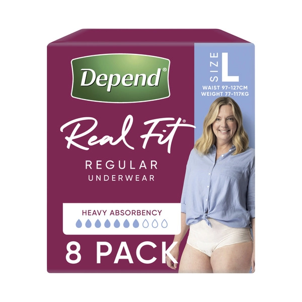 Depend Real Fit Incontinence Underwear Regular Women Large 8 pack