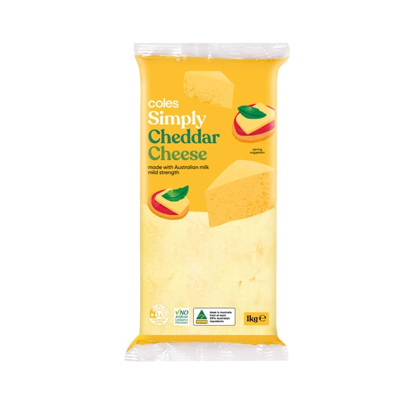 Coles Simply Cheddar Cheese Block 1kg