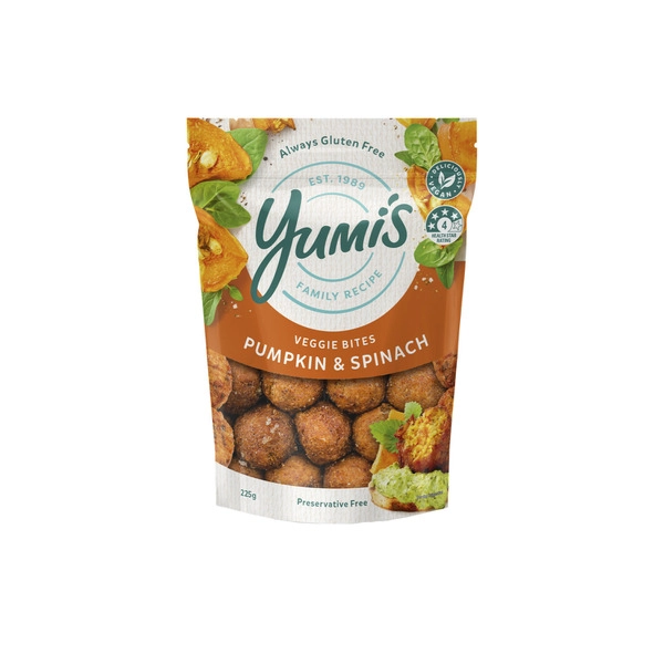 Yumi's Gluten Free Curried Pumpkin & Spinach Veggie Bites 225g