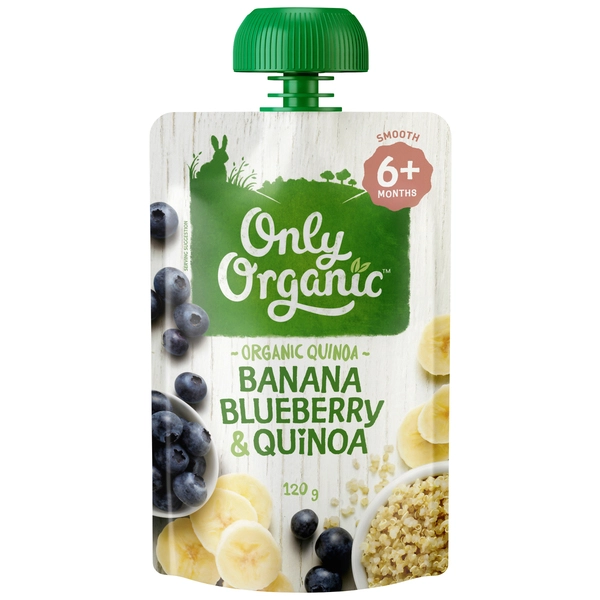 Only Organic Blueberry & ONLY ORGANIC BLUEBERRY & QUINOA  POUCH BABY FOOD 120G 