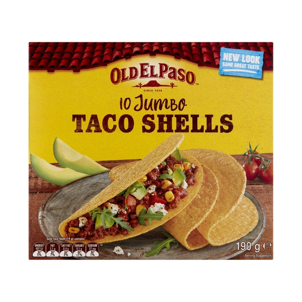 Old El Paso Corn Jumbo Taco Shells 10 pack 190g