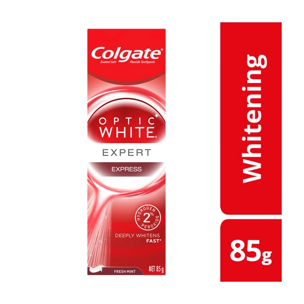 Colgate Optic White Paste COLGATE OPTIC WHITE LUMINOUS EXPRESS TEETH WHITENING 2% HYDROGEN PEROXIDE TOOTHPASTE 85 GRAM 