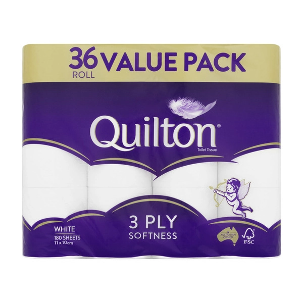 Quilton 3 Ply White Toilet Paper 36 pack