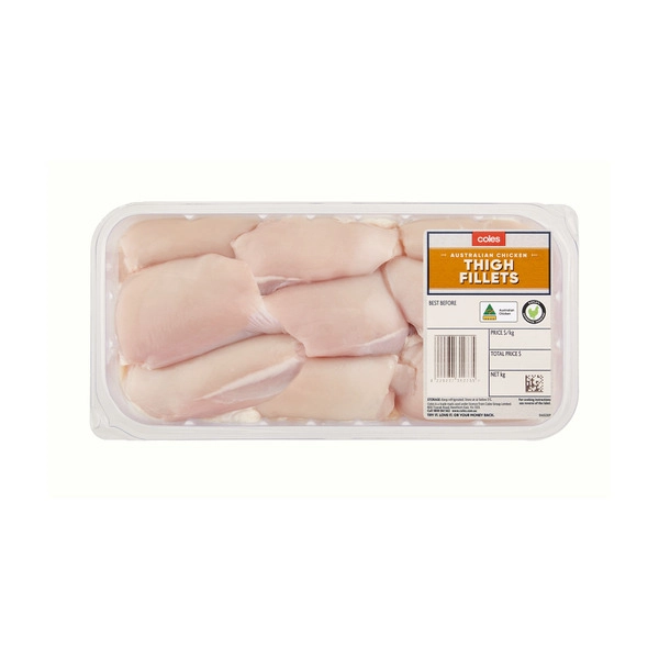 Coles RSPCA Approved Chicken Thigh Fillets Large Pack approx. 1.2kg each