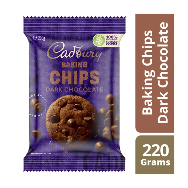 Cadbury Real Baking Chips CADBURY REAL CHOCOLATE BAKING CHIPS:DARK:.:200 GRAM 