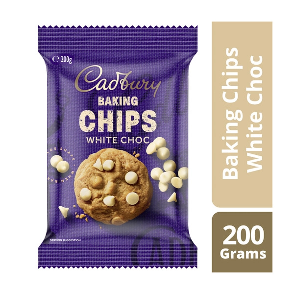 Cadbury Real Baking Chips CADBURY REAL CHOCOLATE BAKING CHIPS:WHITE CHOCOLATE:.:200 GRAM 