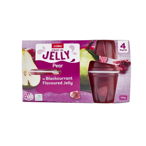 Coles Pears In Blackcurrant Jelly 4 Pack 500g