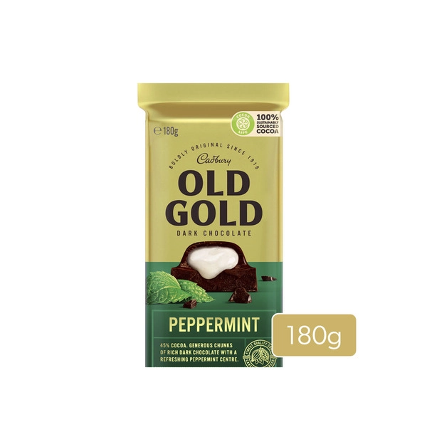 Cadbury Old Gold Peppermint Dark Chocolate Block 180g