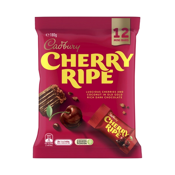 Cadbury Sharepack CADBURY CHERRY RIPE CHOCOLATE SHAREPACK 12 PACK 180G 