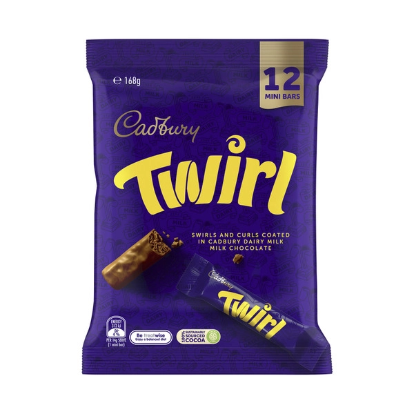 Cadbury Twirl Chocolate Sharepack 12 Mini Bars 168g