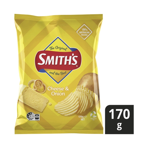 Smith's Crinkle Cut 170g SMITHS CRINKLE CUT POTATO CHIPS CHEESE&ONION 170 GRAM 