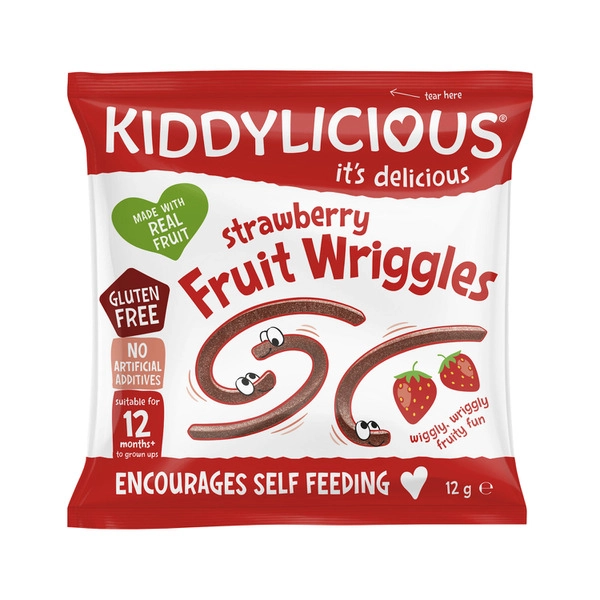 Kiddylicious Strawberry Fruit Wriggles 12+ Months 12g