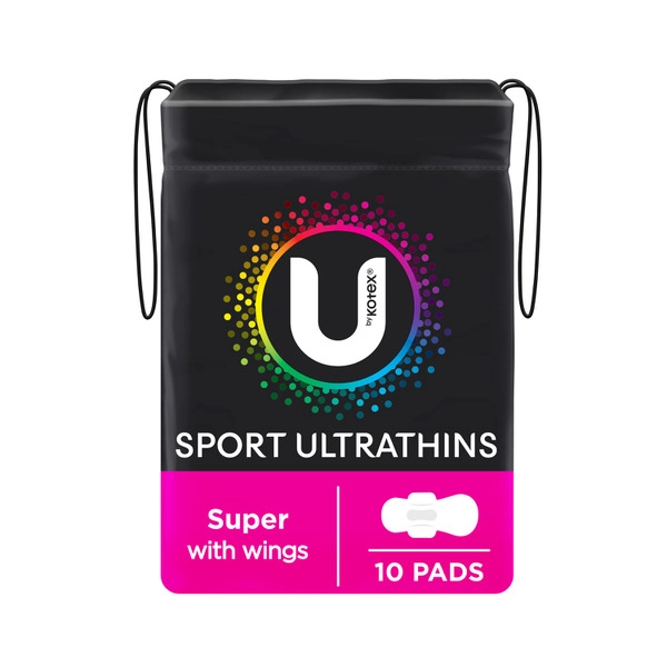 U by Kotex Sport Ultrathin Pads Super with Wings 10 pack