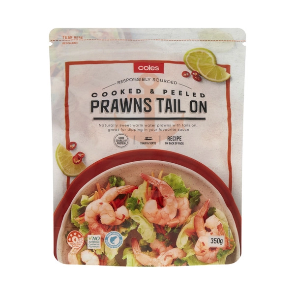 Coles Prawns Cooked Peeled Tail On 350g