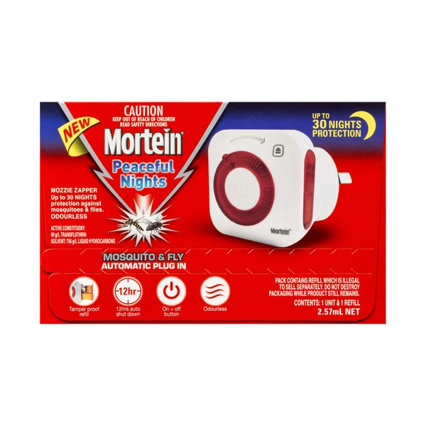 Mortein Peaceful Nights Automatic Plug In Fly & Mosquito Repellent 2.57mL