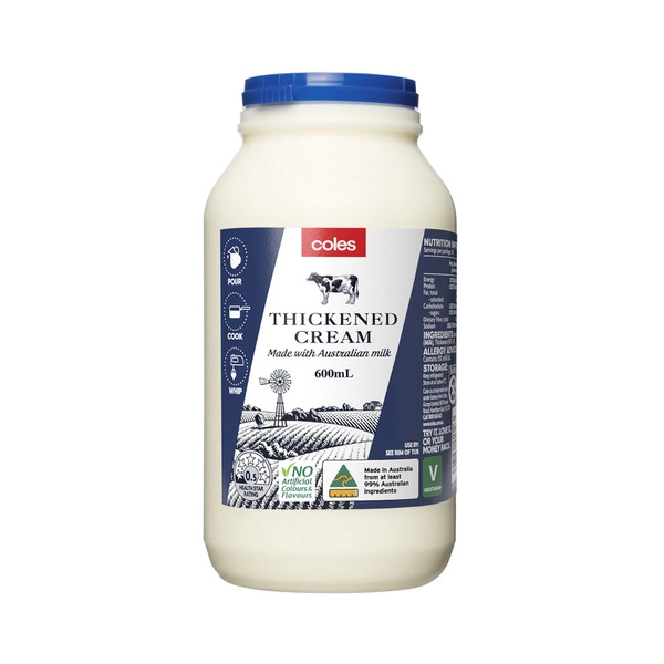 Coles Thickened Cream 600mL