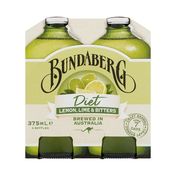 Bundaberg Brewed Drink Lemon Lime Bitter Diet 4x375mL 4 pack