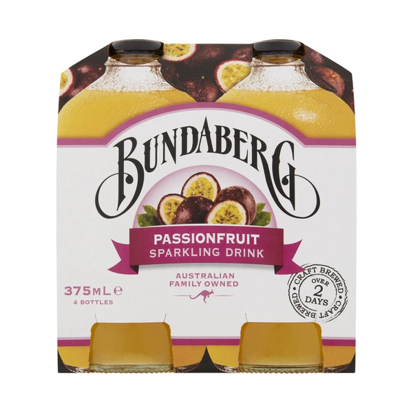 Bundaberg Brewed Drink Passionfruit 4x375mL 4 pack