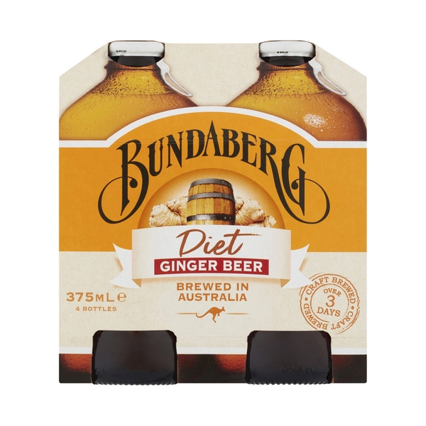 Bundaberg Brewed Drink Ginger Beer Diet 4x375mL 4 pack