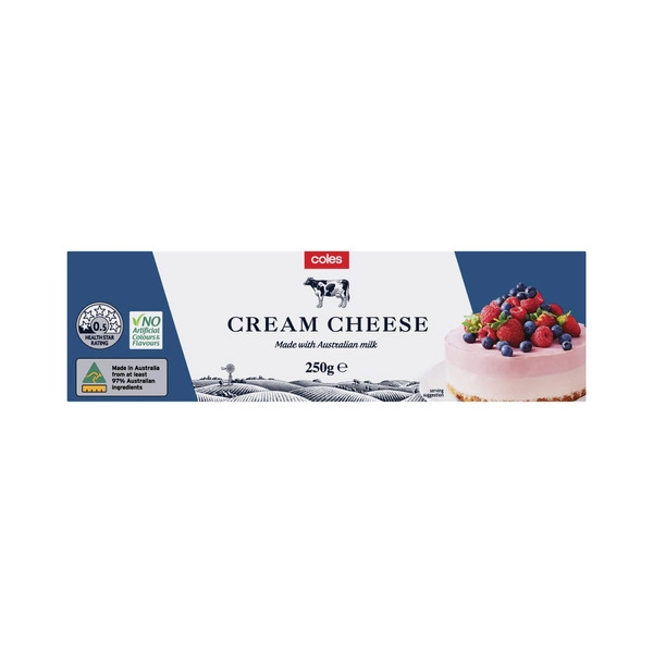 Coles Regular Cream Cheese Block 250g