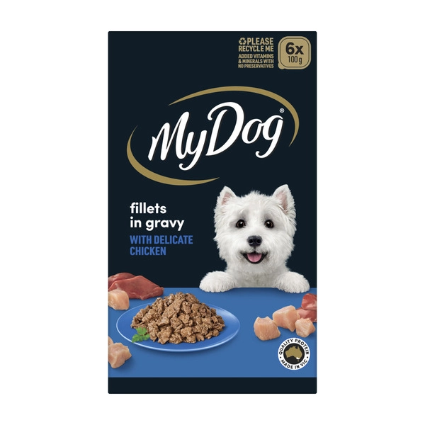 My Dog Adult Wet Dog Food Fillets In Gravy With Delicate Chicken 6x100G Trays 6 pack