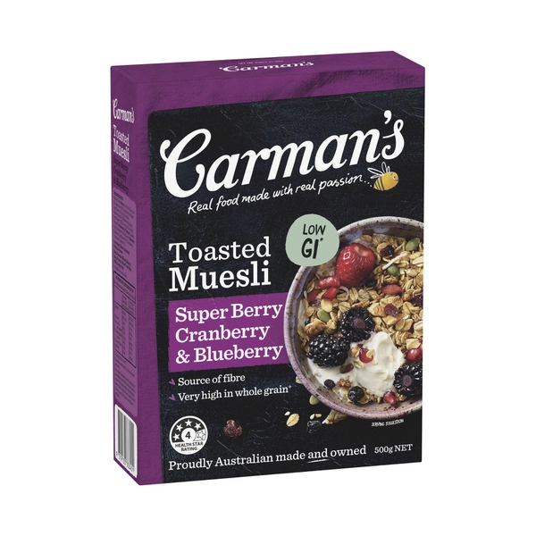 Carman's Super Berry Cranberry Blueberry & Goji Muesli 500g